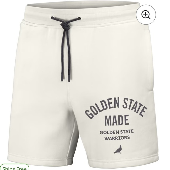 NBA Pants - Golden State Warriors Cream Athletic Shorts